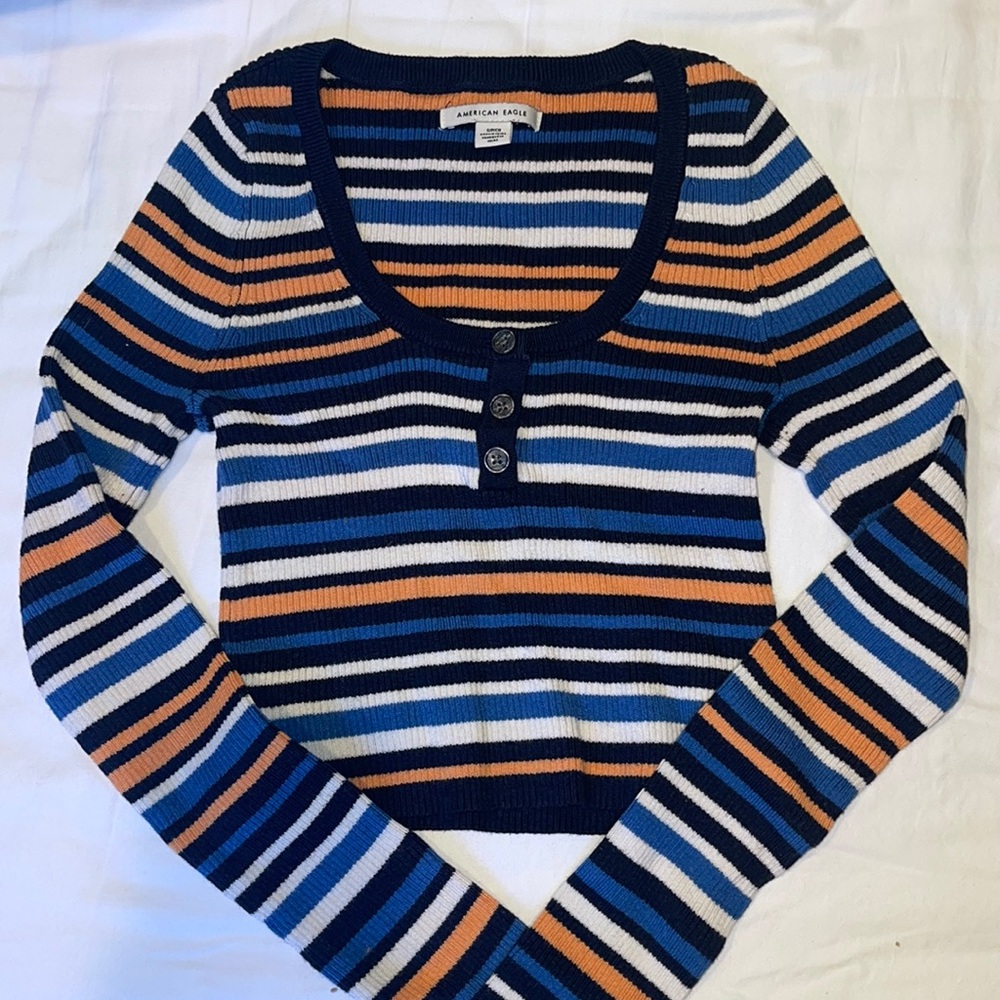 American Eagle striped long sleeve crop top
